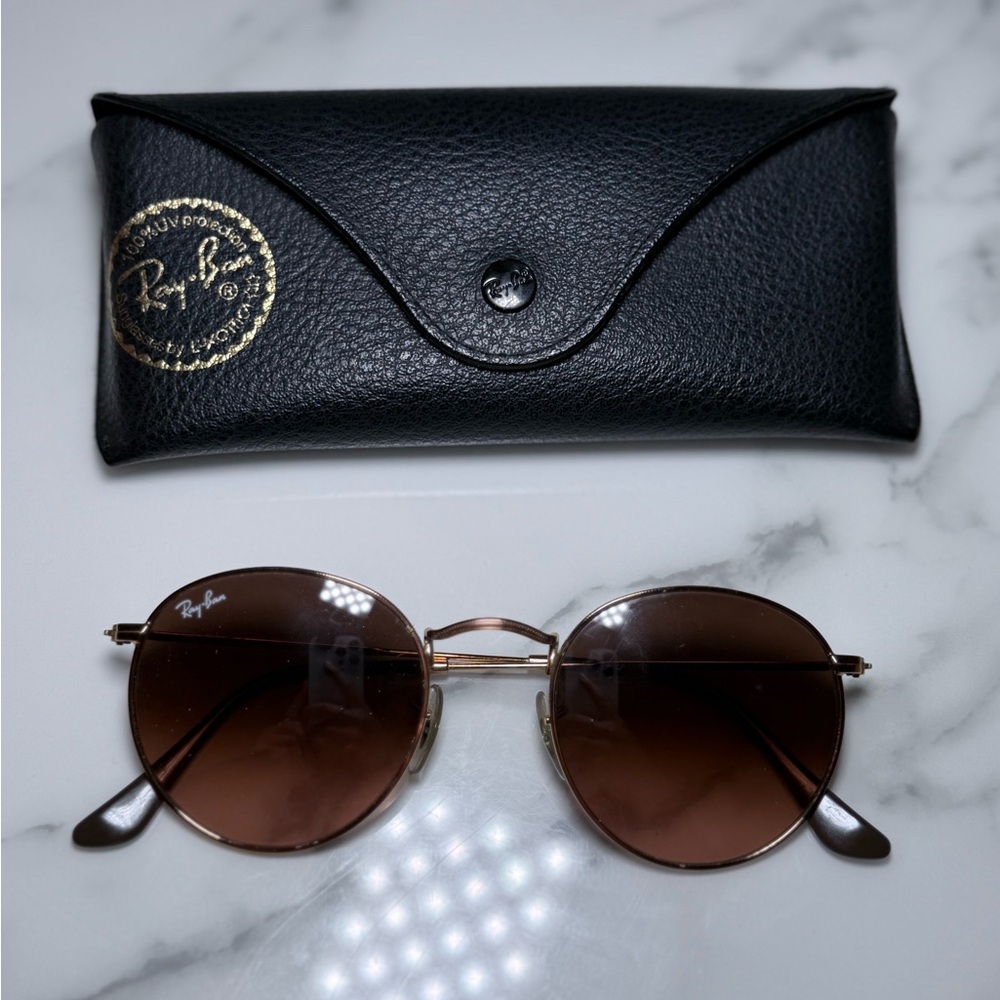 Ray-Ban Gold and Brown Sunglasses